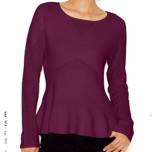 Bar III wine knit peplum sweater size S